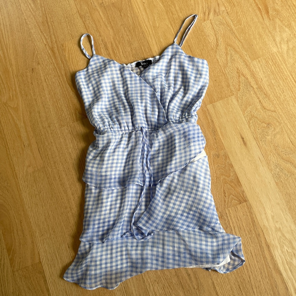 TRIXXI - blue gingham dress- size S